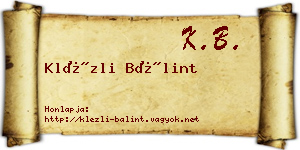 Klézli Bálint névjegykártya