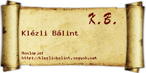 Klézli Bálint névjegykártya